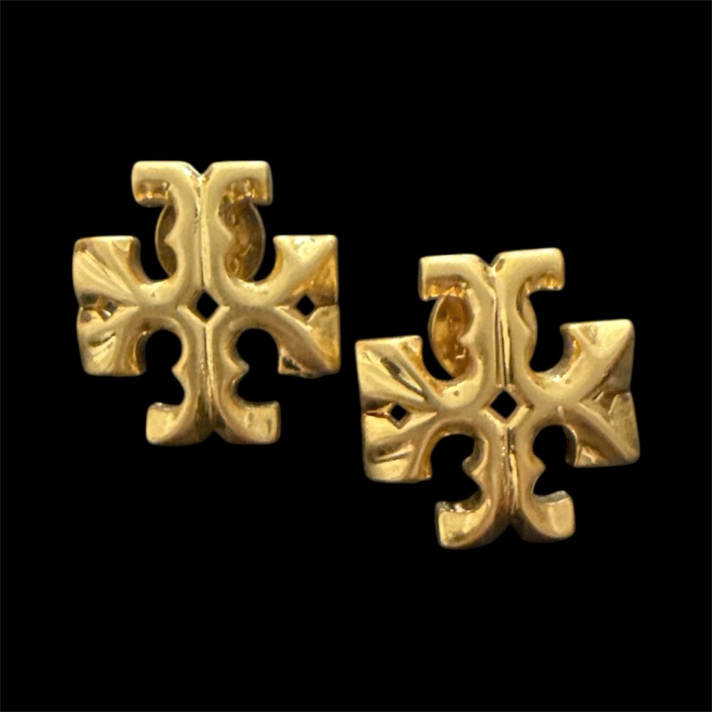 Tory Burch Large Gold Cross Stud Earrings! - Picture 4 of 5